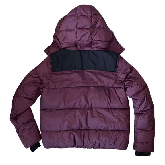 DKNY Sport NWT Puffer Jacket Hooded Colorblock Burgundy w/Zipper Front $169.50+ - Picture 2 of 13